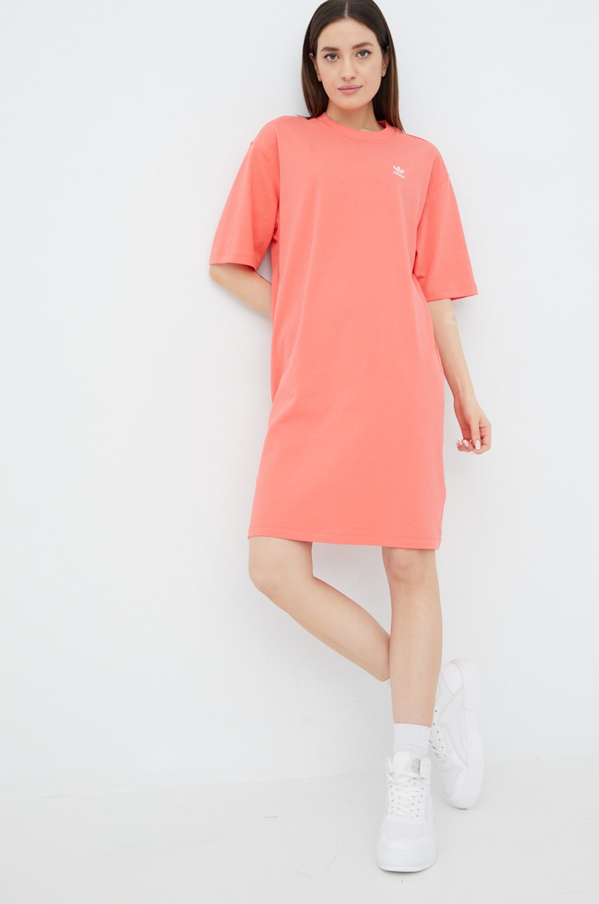 

Бавовняна сукня adidas Originals Adicolor HC2043 колір рожевий mini oversize