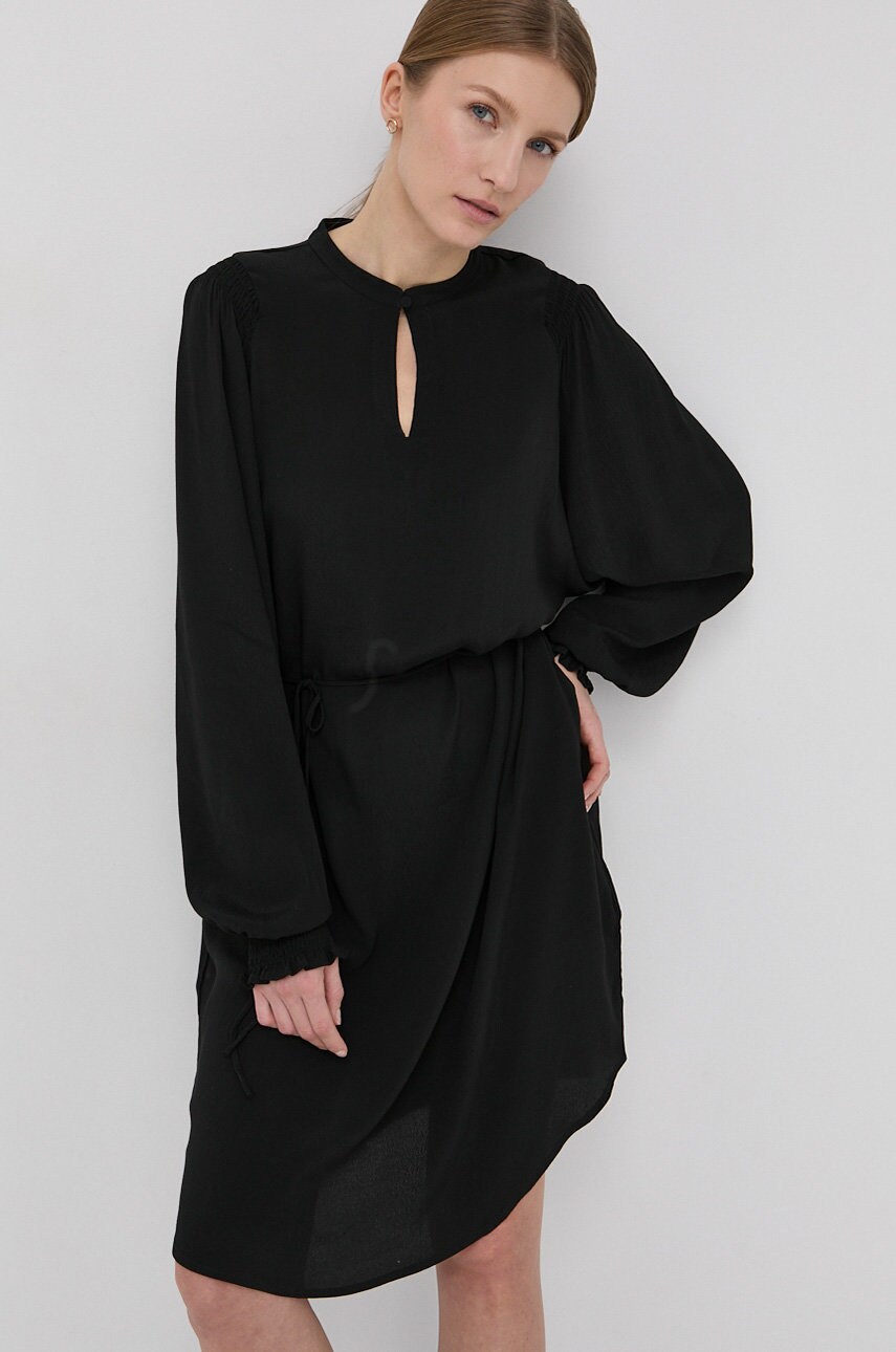Bruuns bazaar rochie lilli vita culoarea negru, mini, evazata