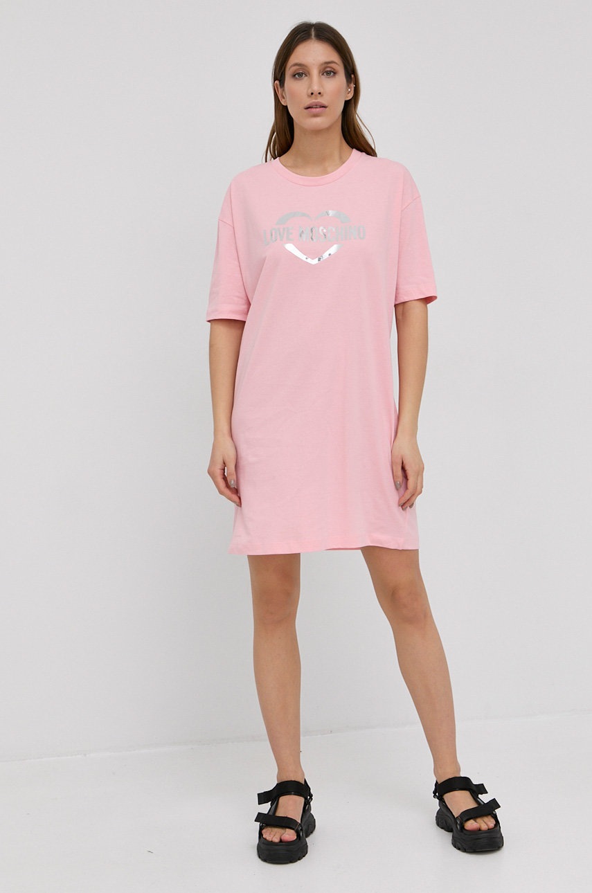 

Платье Love Moschino цвет розовый mini oversize