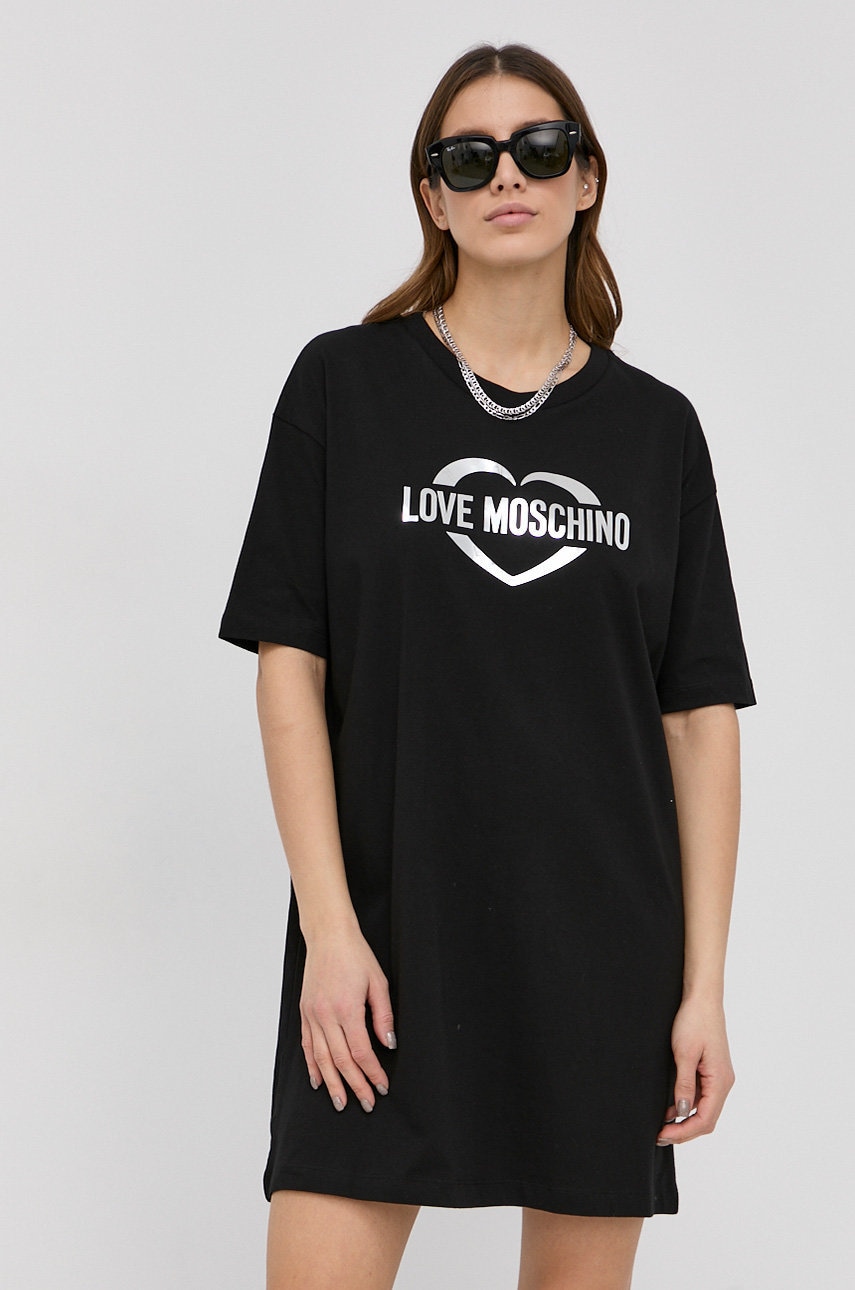 Love Moschino rochie culoarea negru, mini, oversize