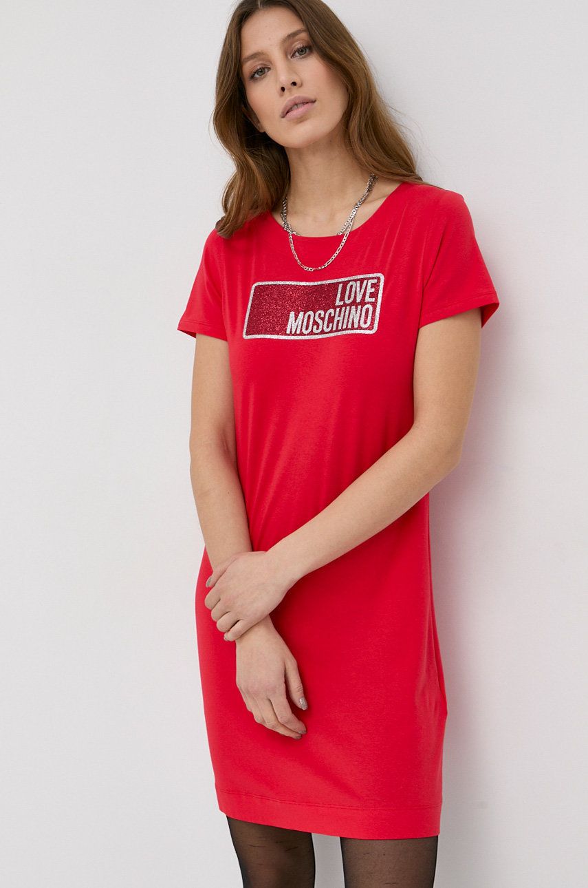Love Moschino rochie culoarea rosu, mini, mulata answear.ro imagine promotii 2022