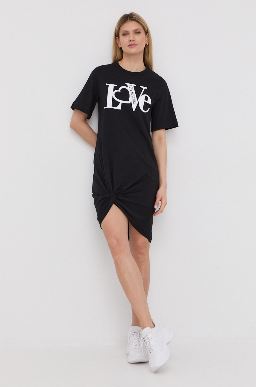 

Хлопковое платье Love Moschino цвет чёрный mini прямая