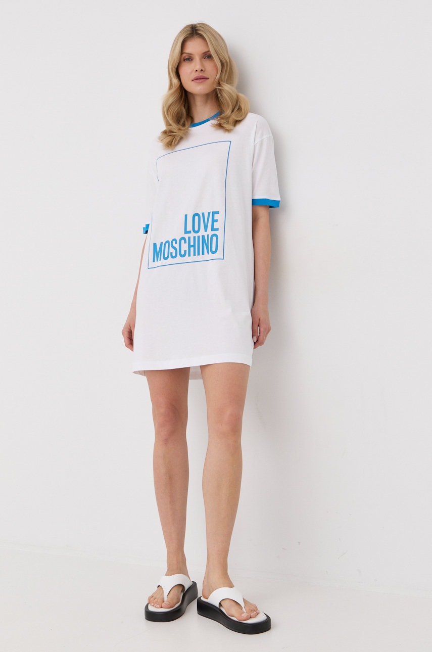 

Хлопковое платье Love Moschino цвет белый mini oversize