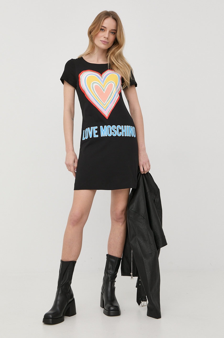 

Бавовняна сукня Love Moschino колір чорний mini пряма