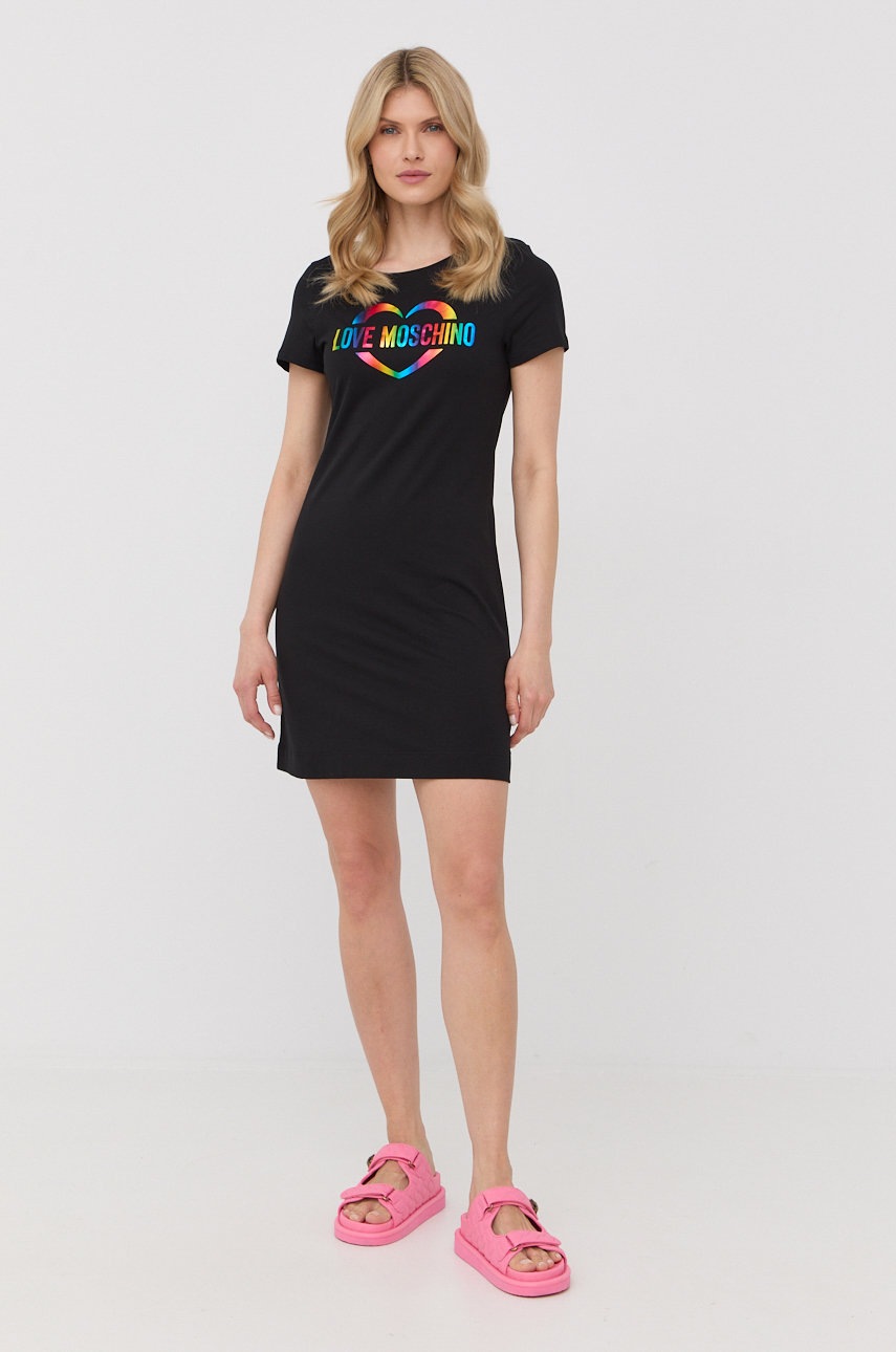 

Бавовняна сукня Love Moschino колір чорний mini пряма