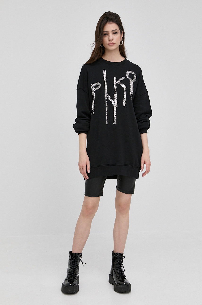 

Бавовняна сукня Pinko колір чорний mini oversize