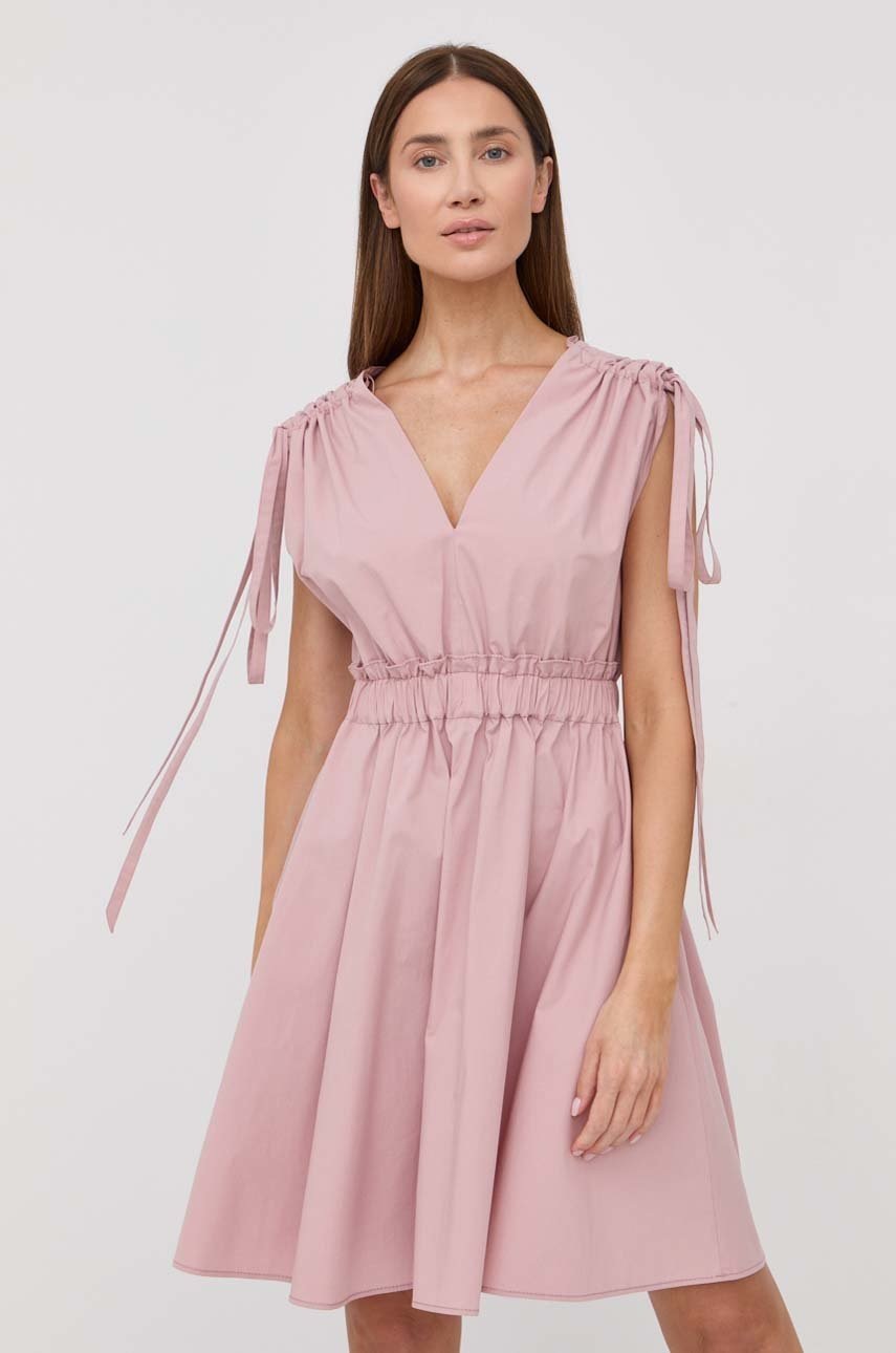 

Рокля Red Valentino в розово къс модел разкроен модел, Розов