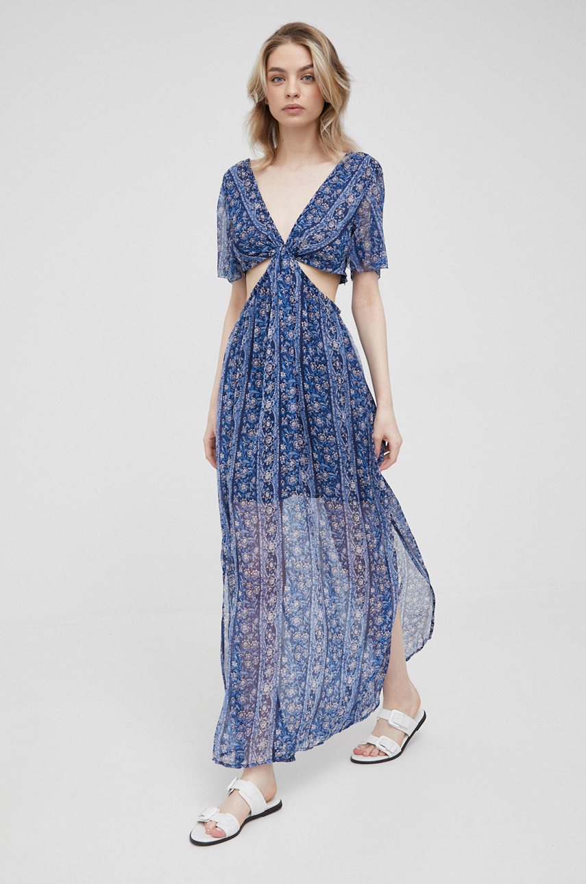

Платье Pepe Jeans Pippa цвет синий maxi расклешённое