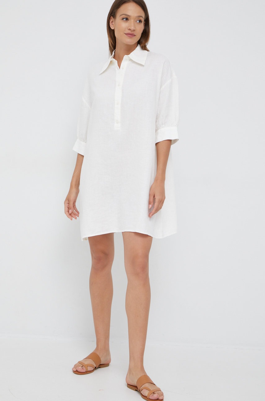 

Льняное платье Sisley цвет бежевый mini oversize