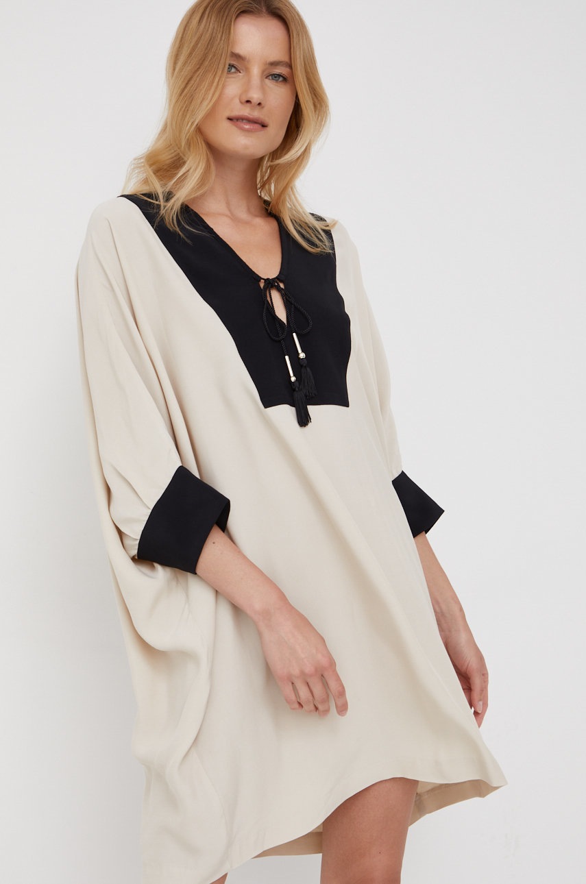 

Платье Sisley цвет бежевый mini oversize