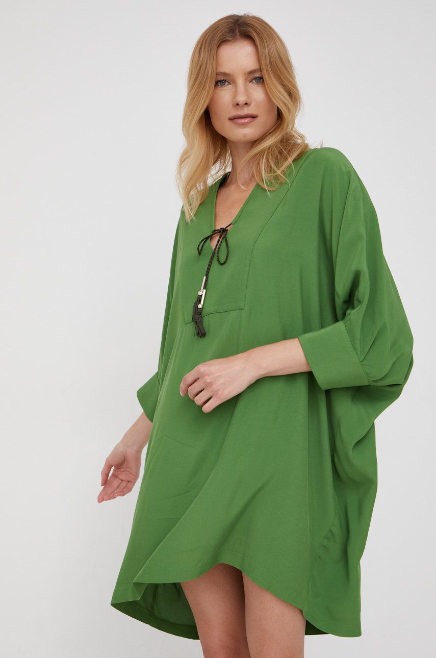 Sisley sukienka kolor zielony mini oversize