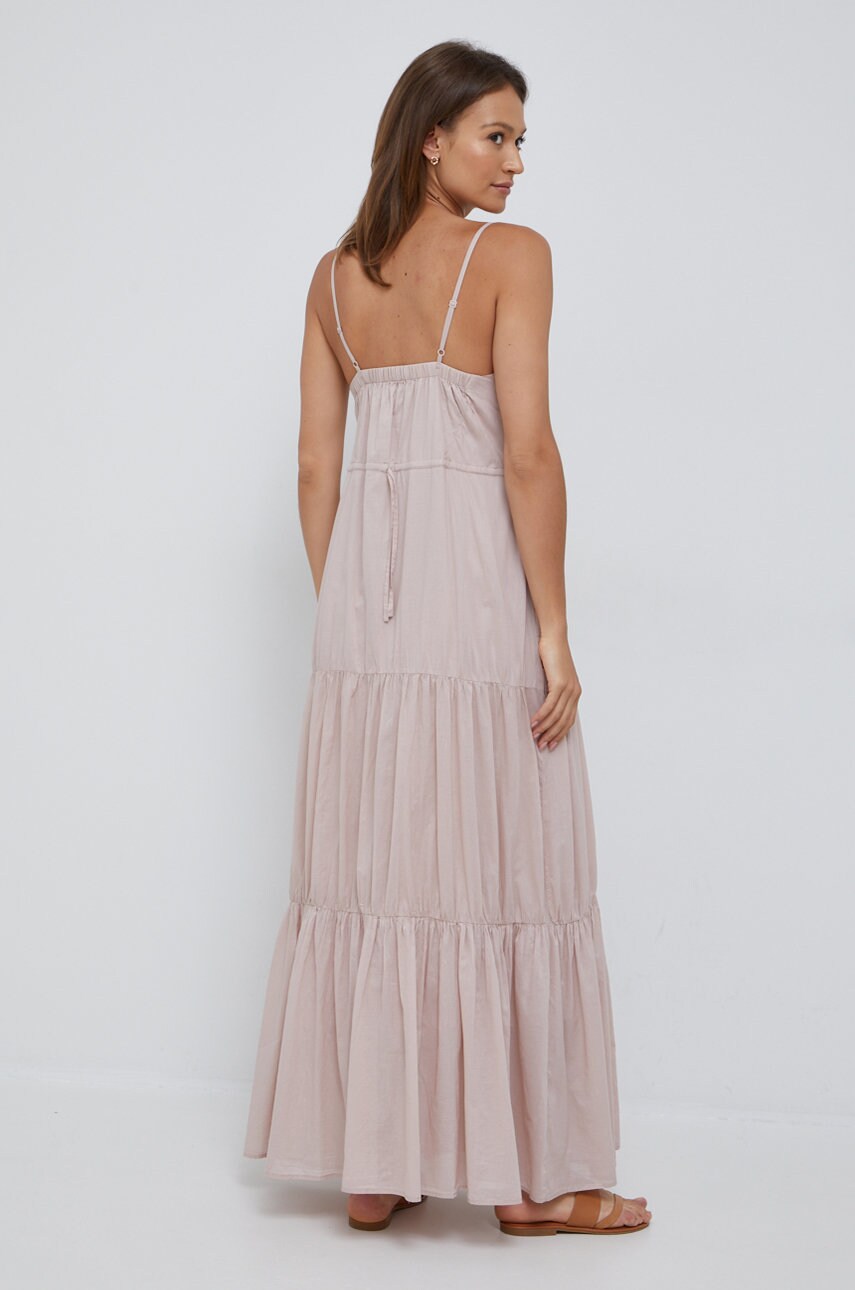 

Хлопковое платье Sisley цвет розовый maxi расклешённая