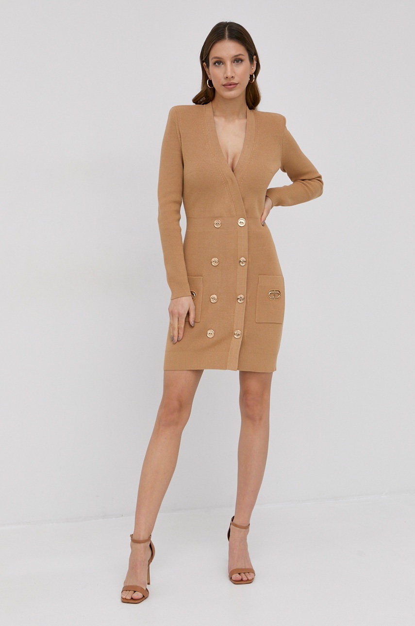 

Сукня Elisabetta Franchi колір бежевий mini облягаюча