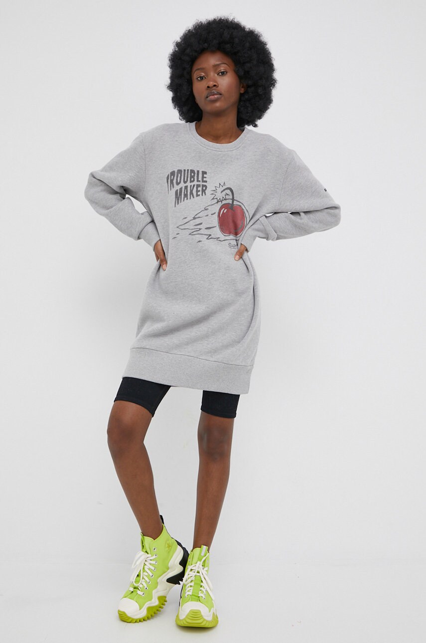 Superdry rochie culoarea gri, mini, drept