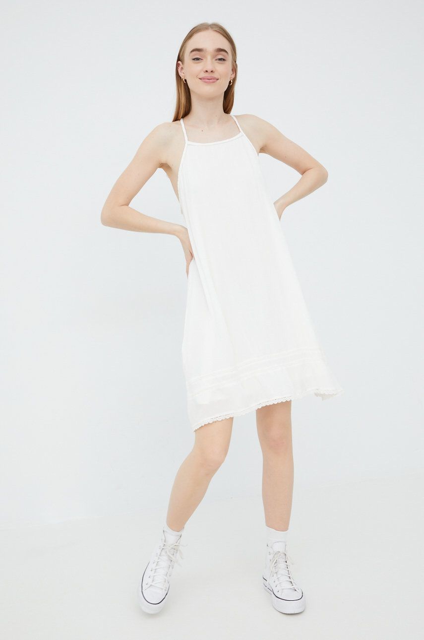 Šaty Superdry bílá barva, mini - bílá -  Podšívka: 100% Polyester Hlavní materiál: 100% Vi