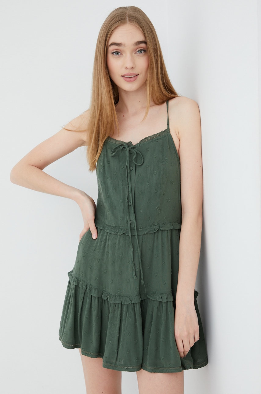 Superdry Rochie Culoarea Verde, Mini, Evazati