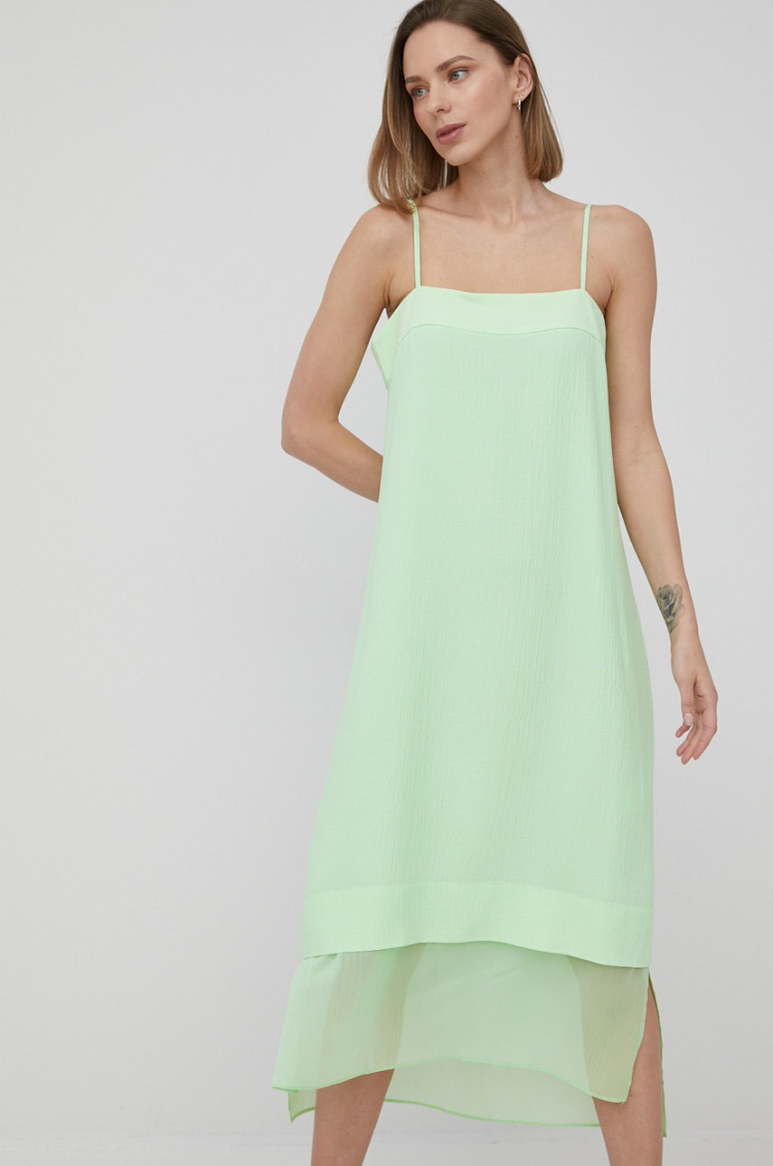 Dkny rochie culoarea verde, midi, drept