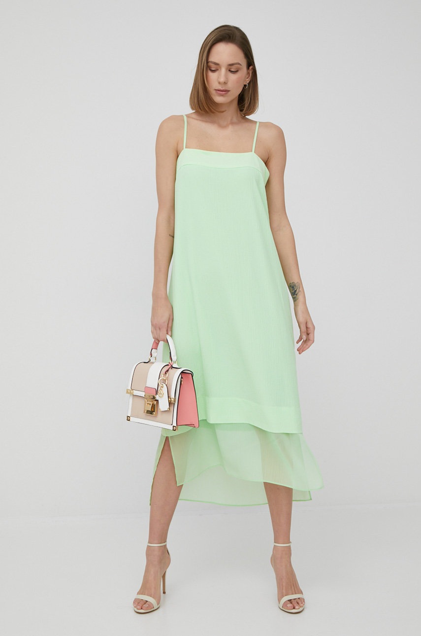 

Платье Dkny цвет зелёный midi прямая