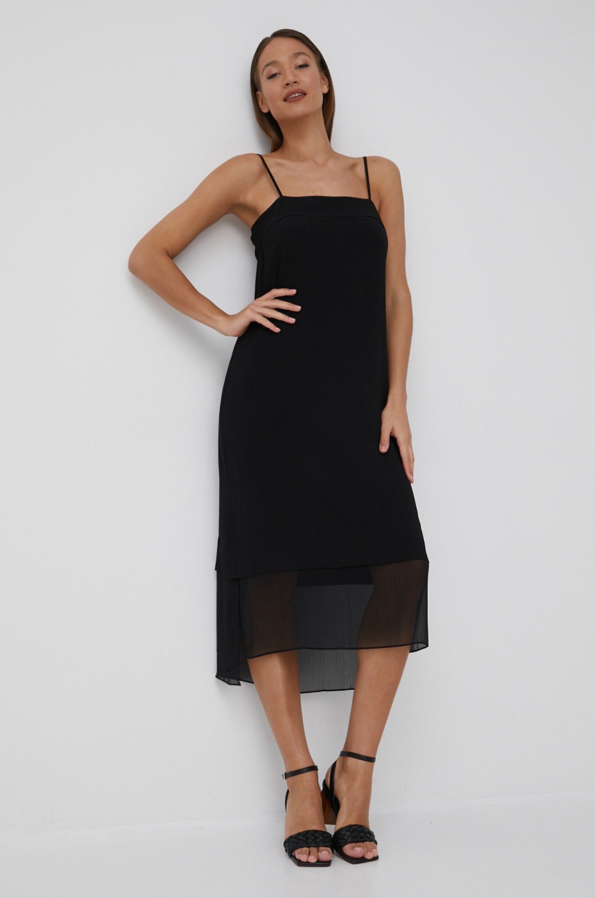 

Платье Dkny цвет чёрный midi прямая