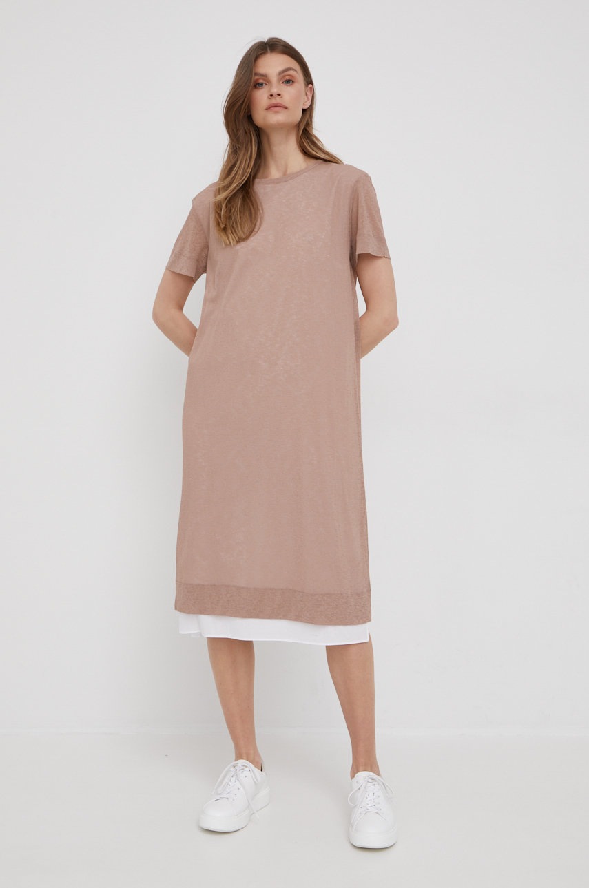 

Сукня Dkny колір бежевий midi пряма