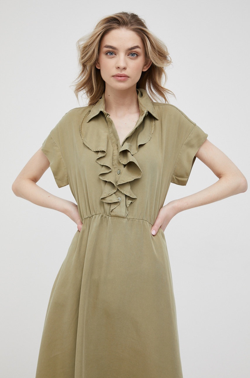 

Сукня United Colors of Benetton колір зелений midi розкльошена