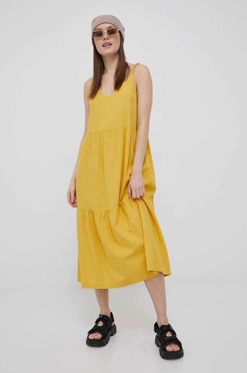 Roxy sukienka kolor żółty midi oversize