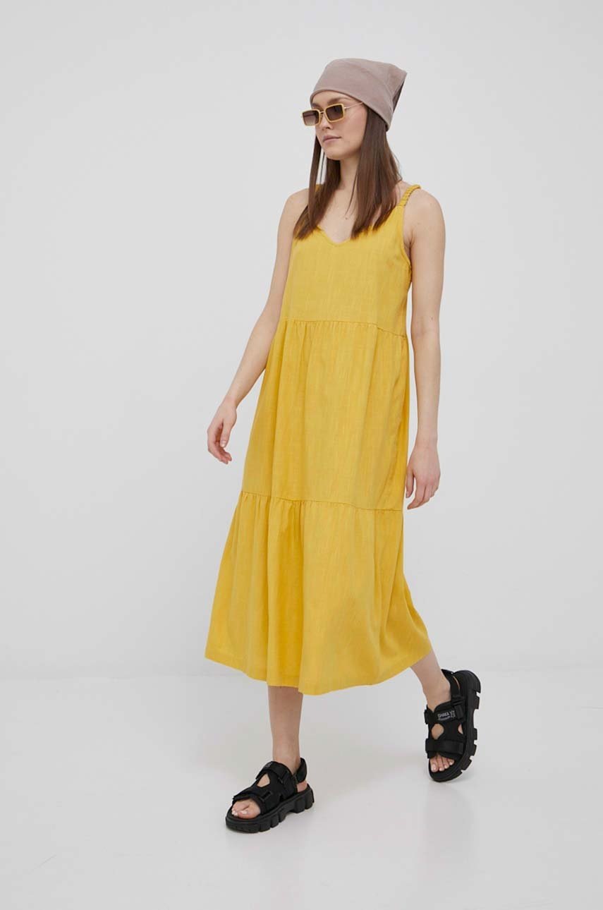 

Сукня Roxy колір жовтий midi oversize