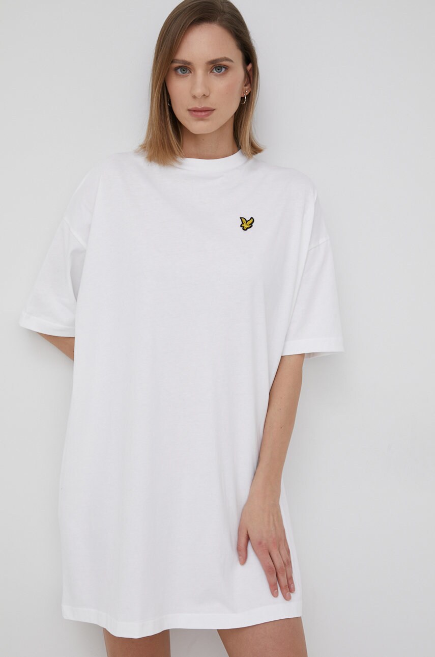 

Бавовняна сукня Lyle & Scott колір білий mini oversize