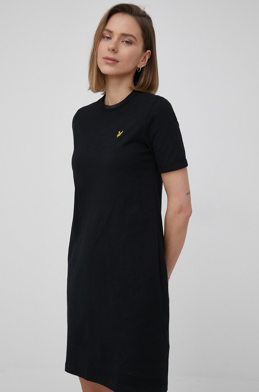 Lyle & scott rochie din bumbac culoarea negru, mini, drept