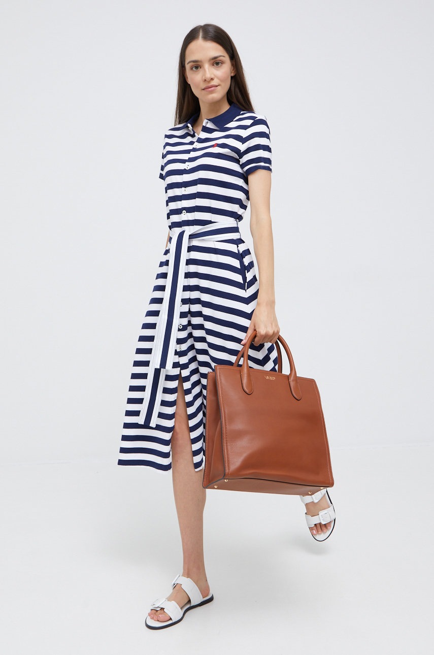 

Платье Polo Ralph Lauren цвет синий midi расклешённая