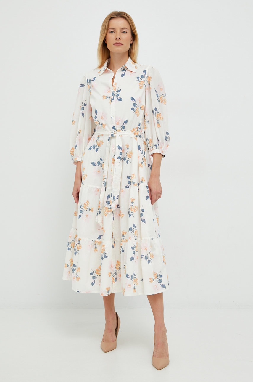 

Бавовняна сукня Polo Ralph Lauren колір бежевий maxi розкльошена
