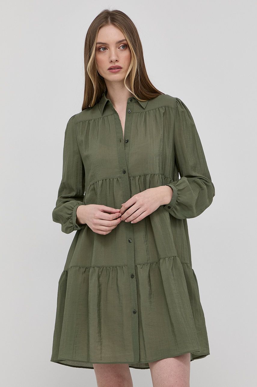 HUGO rochie culoarea verde, mini, evazati answear imagine noua