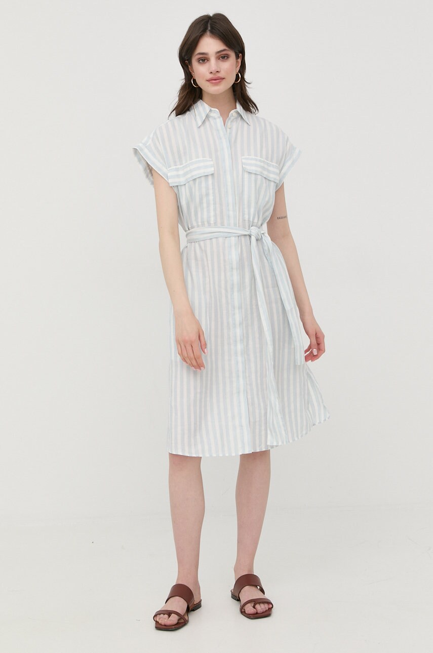 Boss rochie din in mini, drept