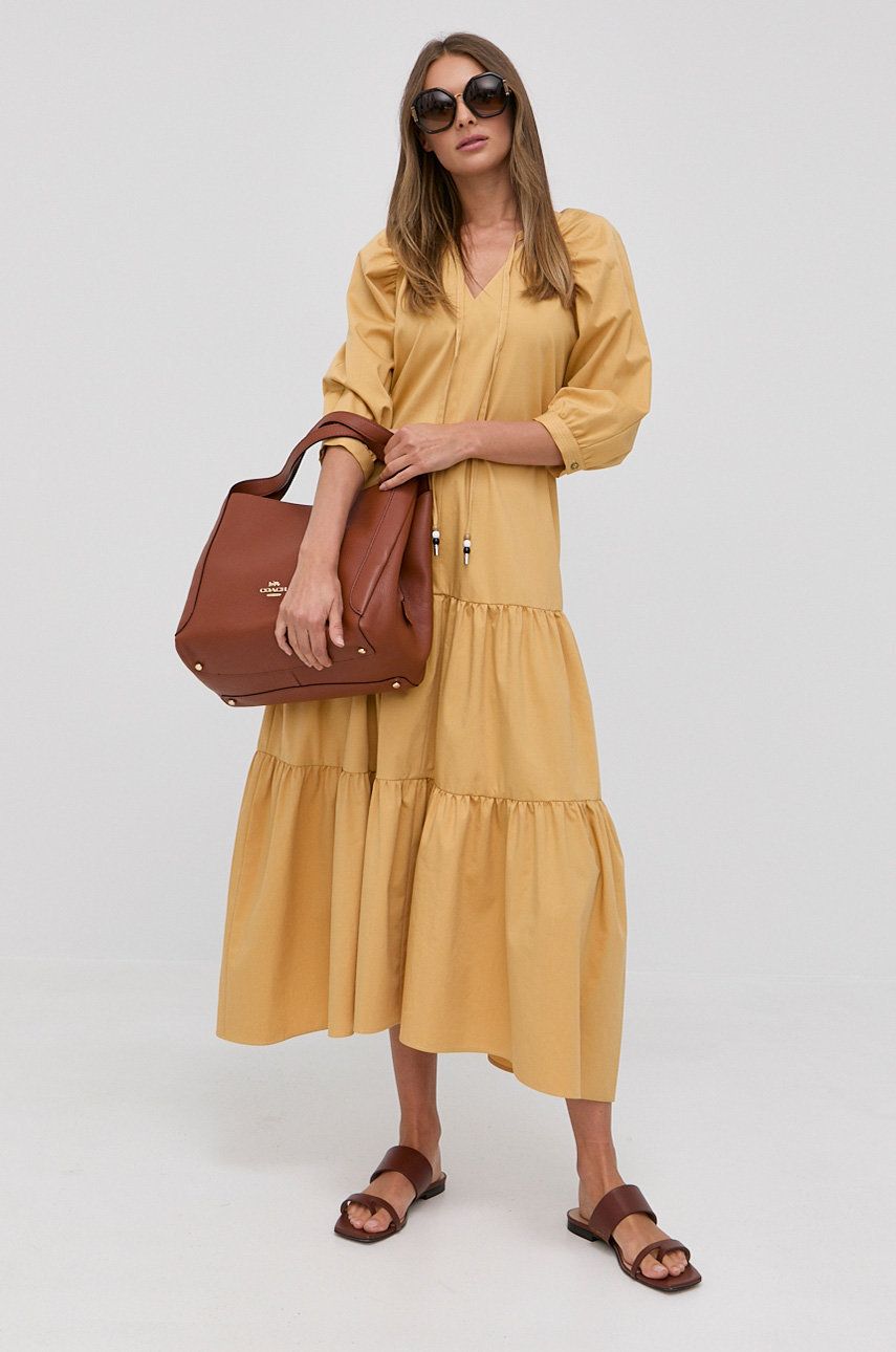 Boss rochie culoarea galben, maxi, evazati 2023 ❤️ Pret Super answear imagine noua 2022