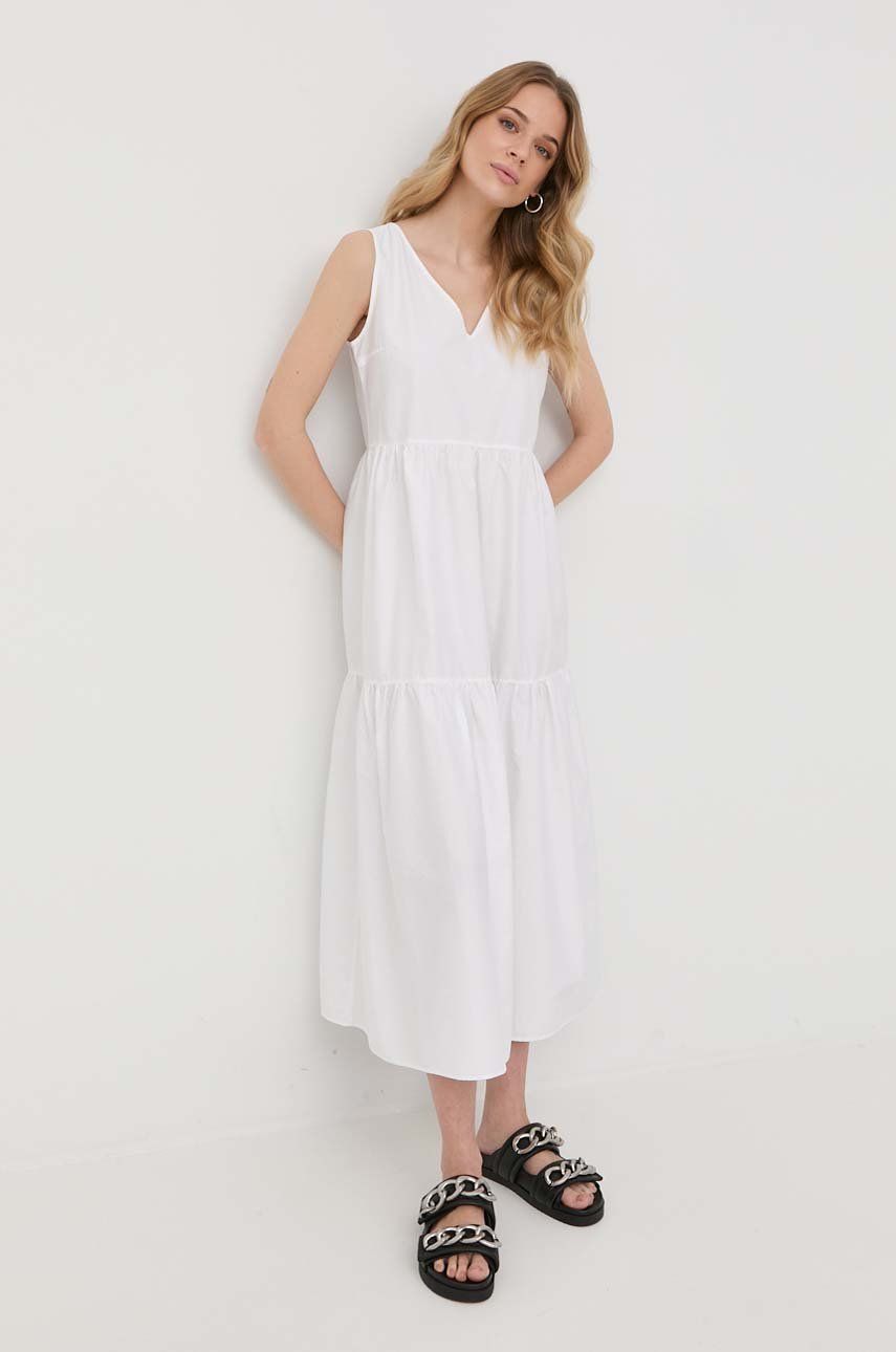 BOSS rochie culoarea alb, maxi, oversize