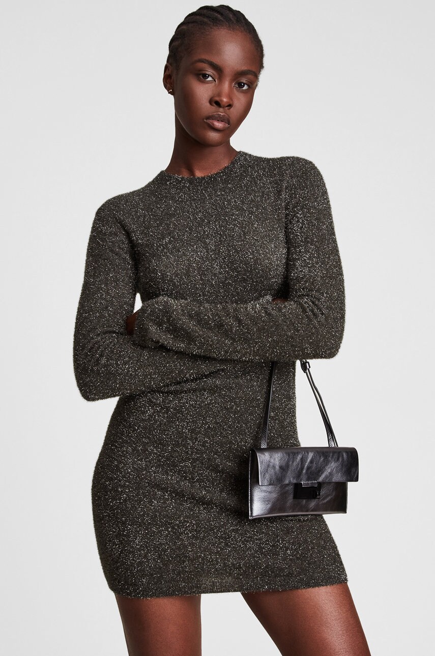 Allsaints rochie culoarea gri, mini, mulata