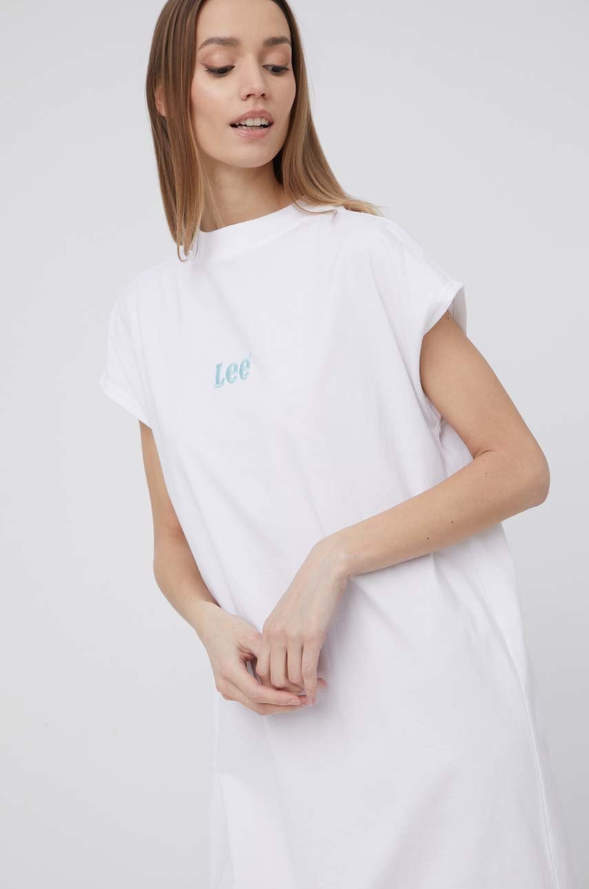 

Бавовняна сукня Lee колір білий mini oversize