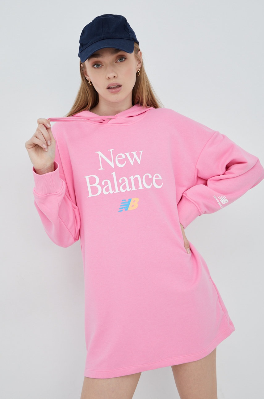 

Рокля New Balance WD21501VPK в розово къс модел с уголемена кройка, Розов