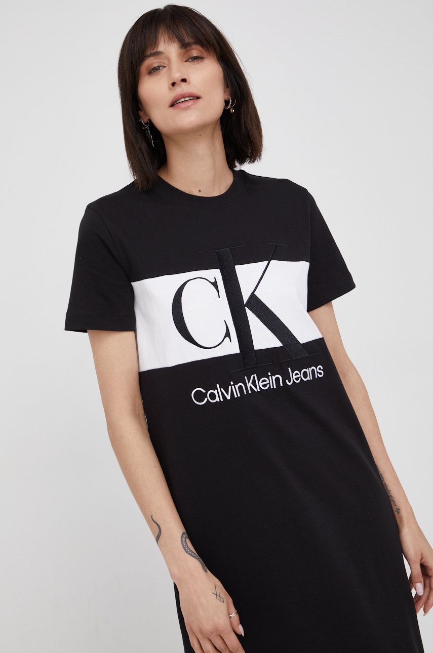 Бавовняна сукня Calvin Klein Jeans колір чорний mini пряма