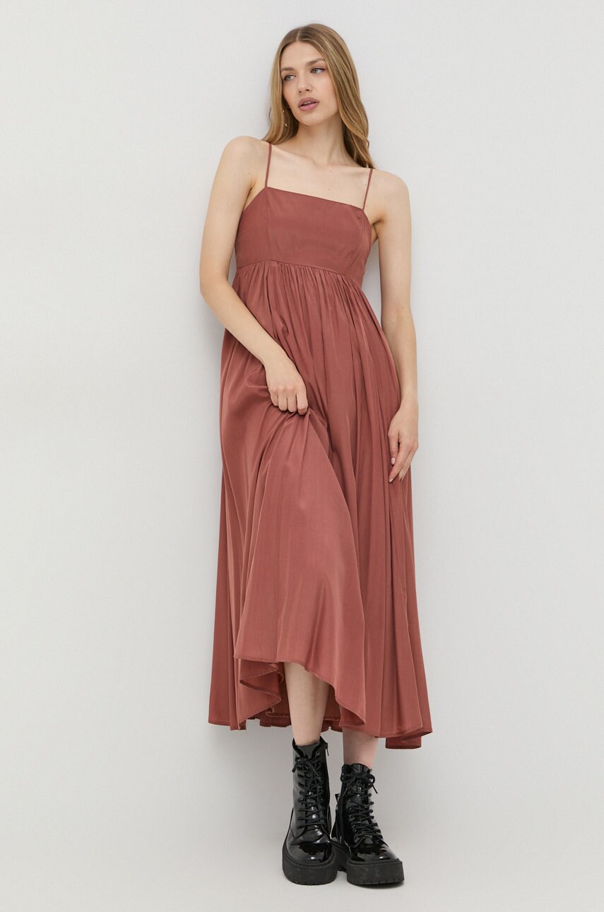 Bardot rochie culoarea maro, maxi, evazati answear.ro imagine noua