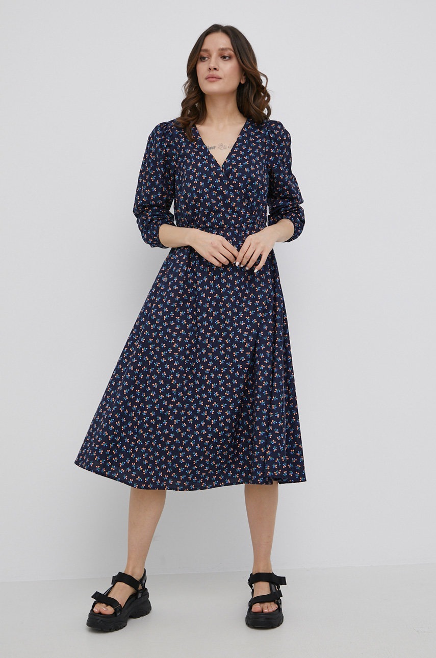 

Бавовняна сукня Vero Moda колір синій midi розкльошена