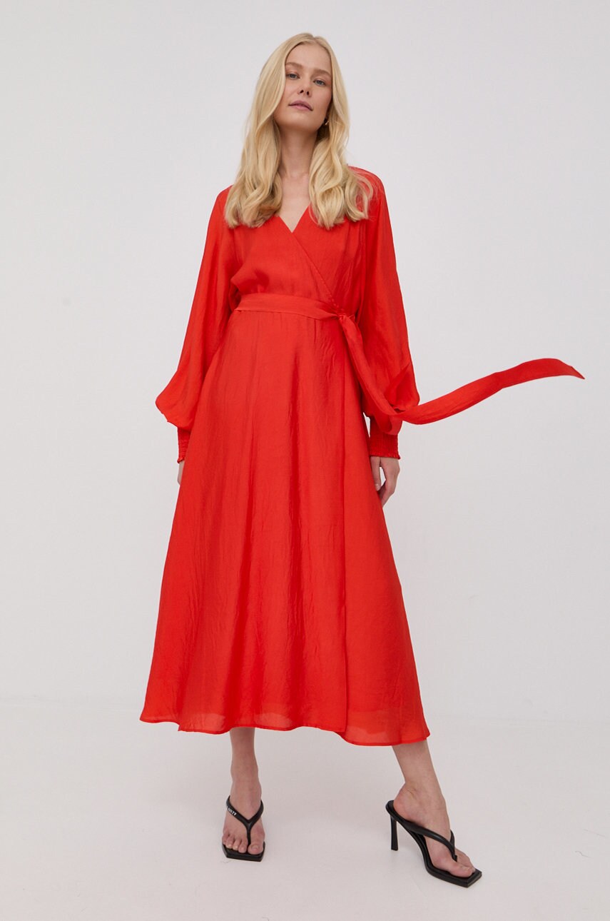 Gestuz rochie culoarea rosu, midi, drept