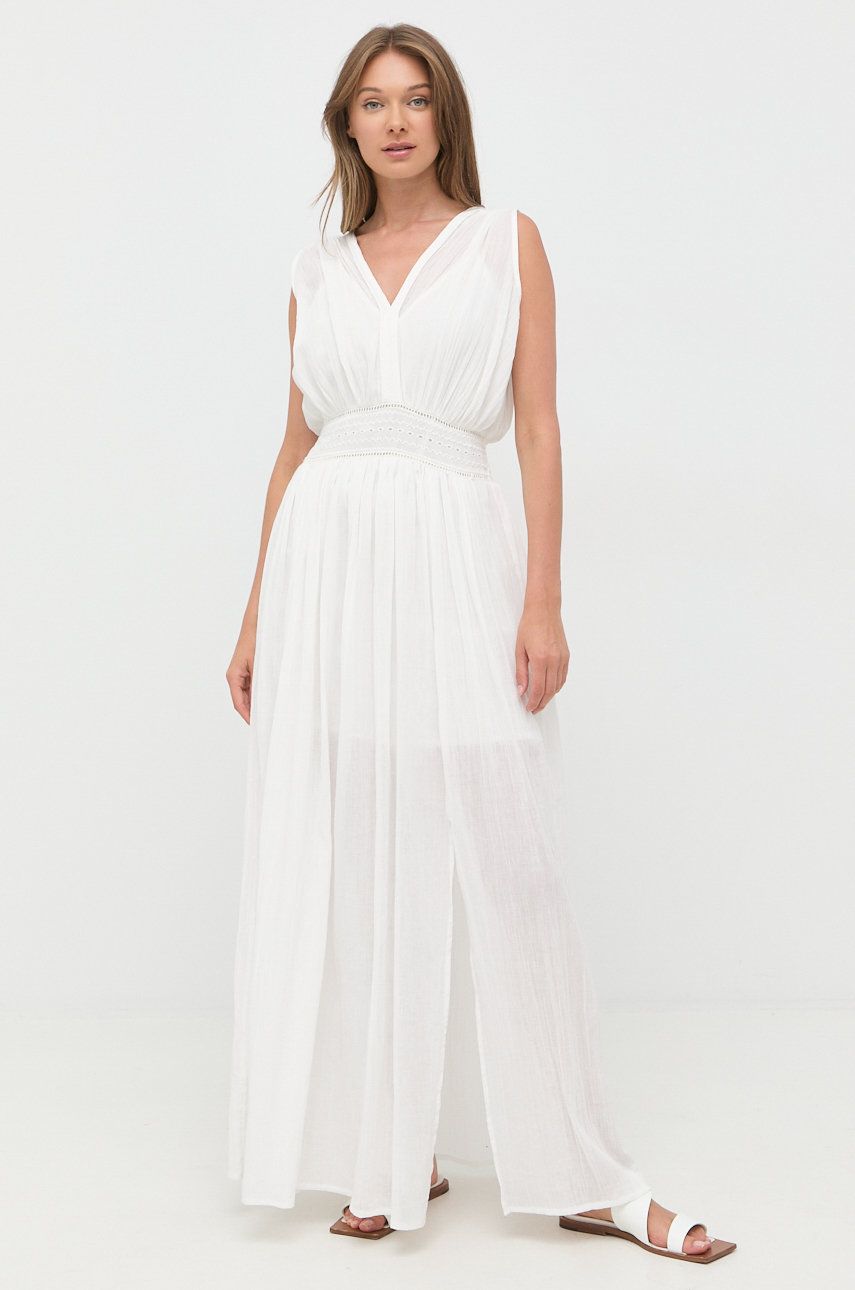 Morgan rochie din bumbac culoarea alb, maxi, drept