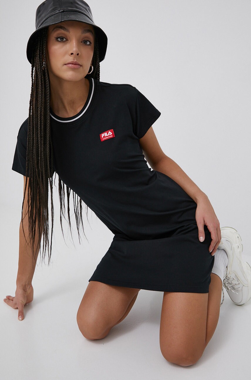 Fila tricou culoarea negru, mini, drept