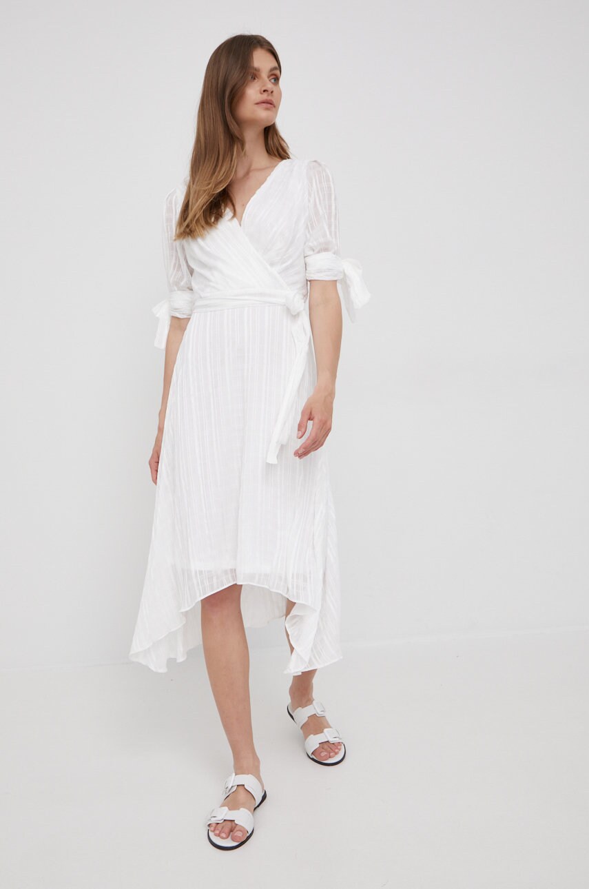

Платье Dkny цвет бежевый midi расклешённая