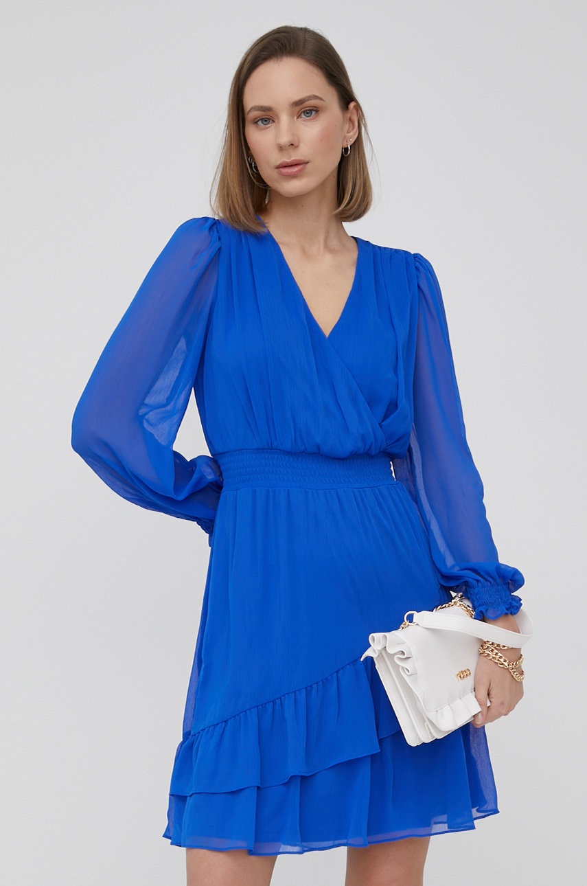 

Рокля Dkny къс модел разкроен модел, Син