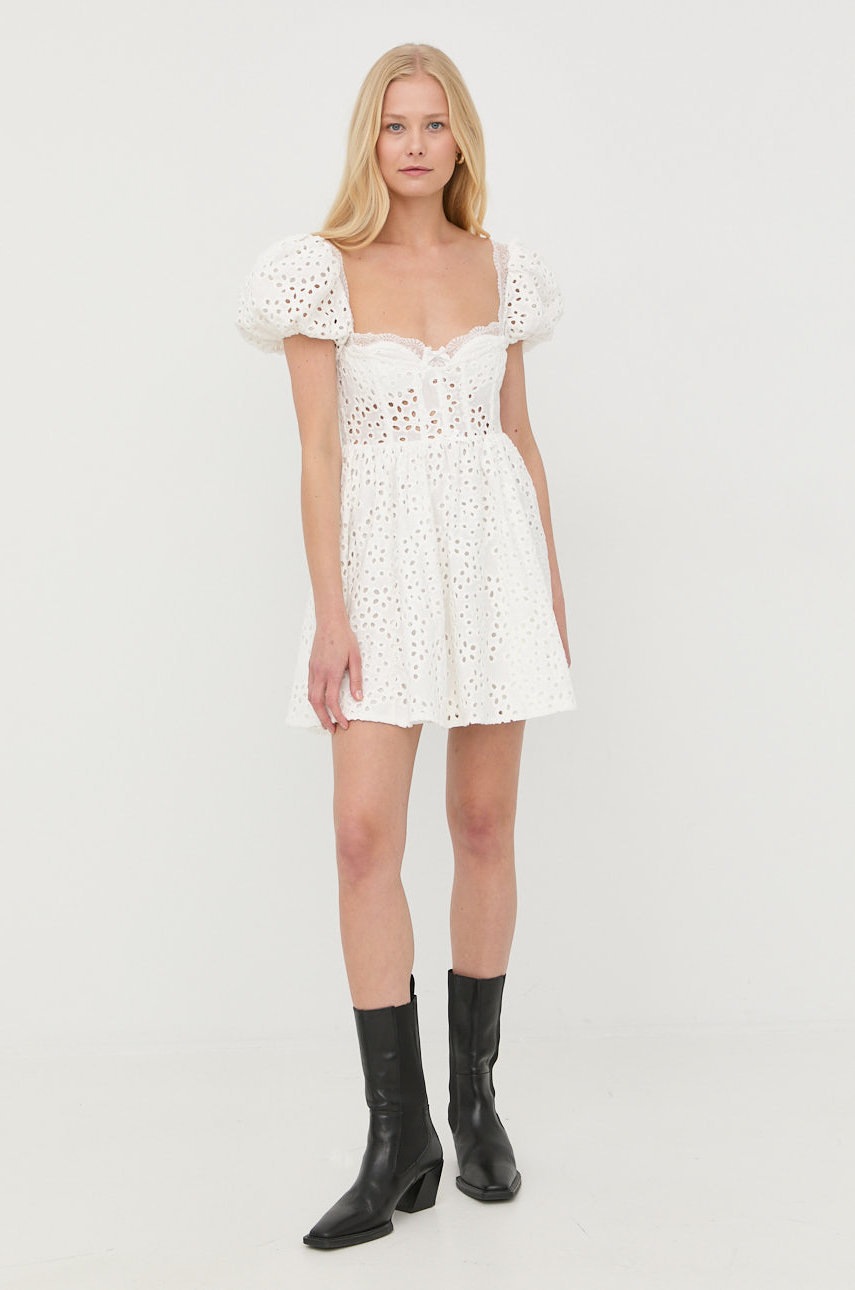 

Льняна сукня For Love & Lemons колір білий mini розкльошена