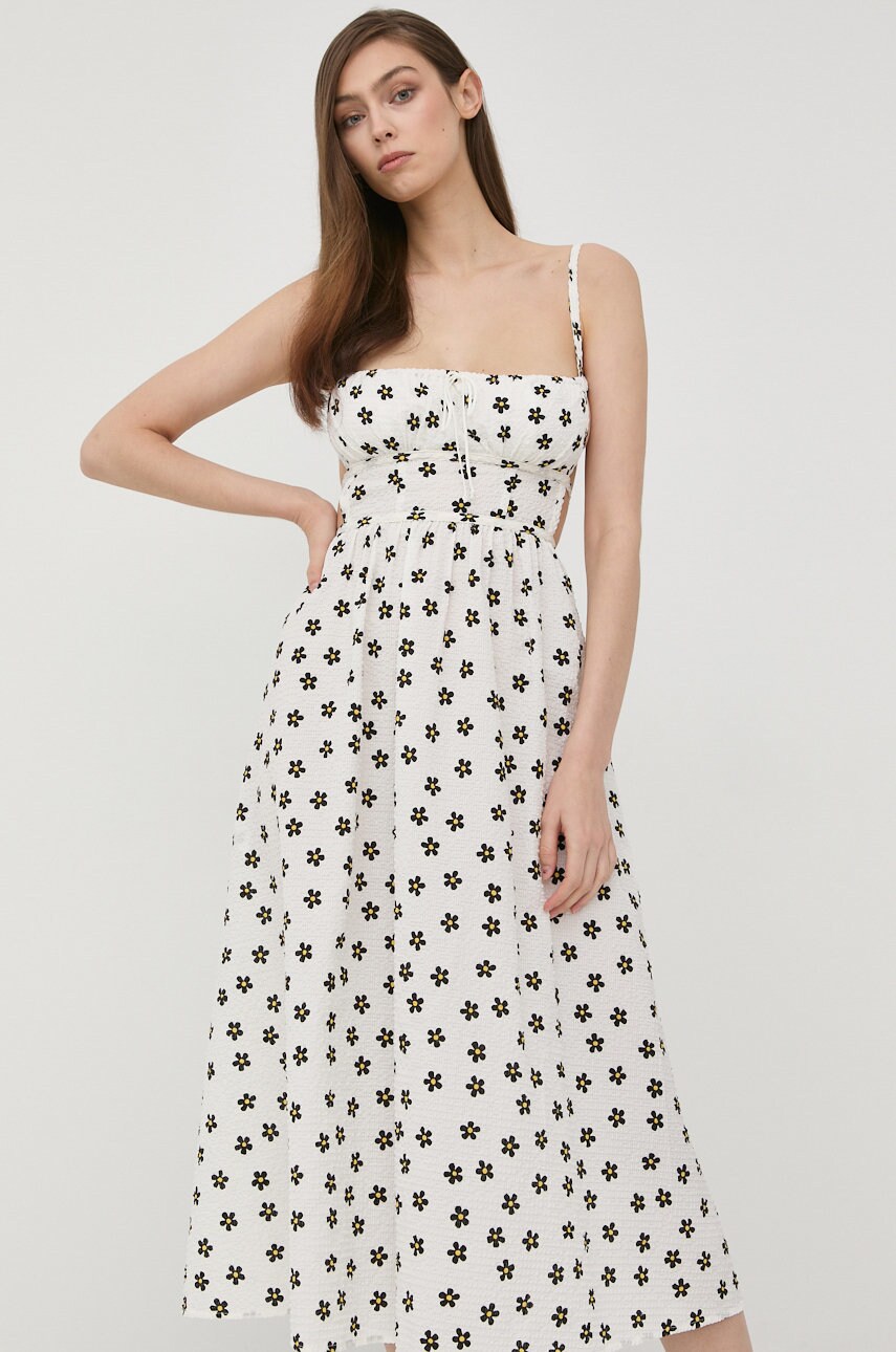 Сукня For Love & Lemons колір білий midi розкльошена