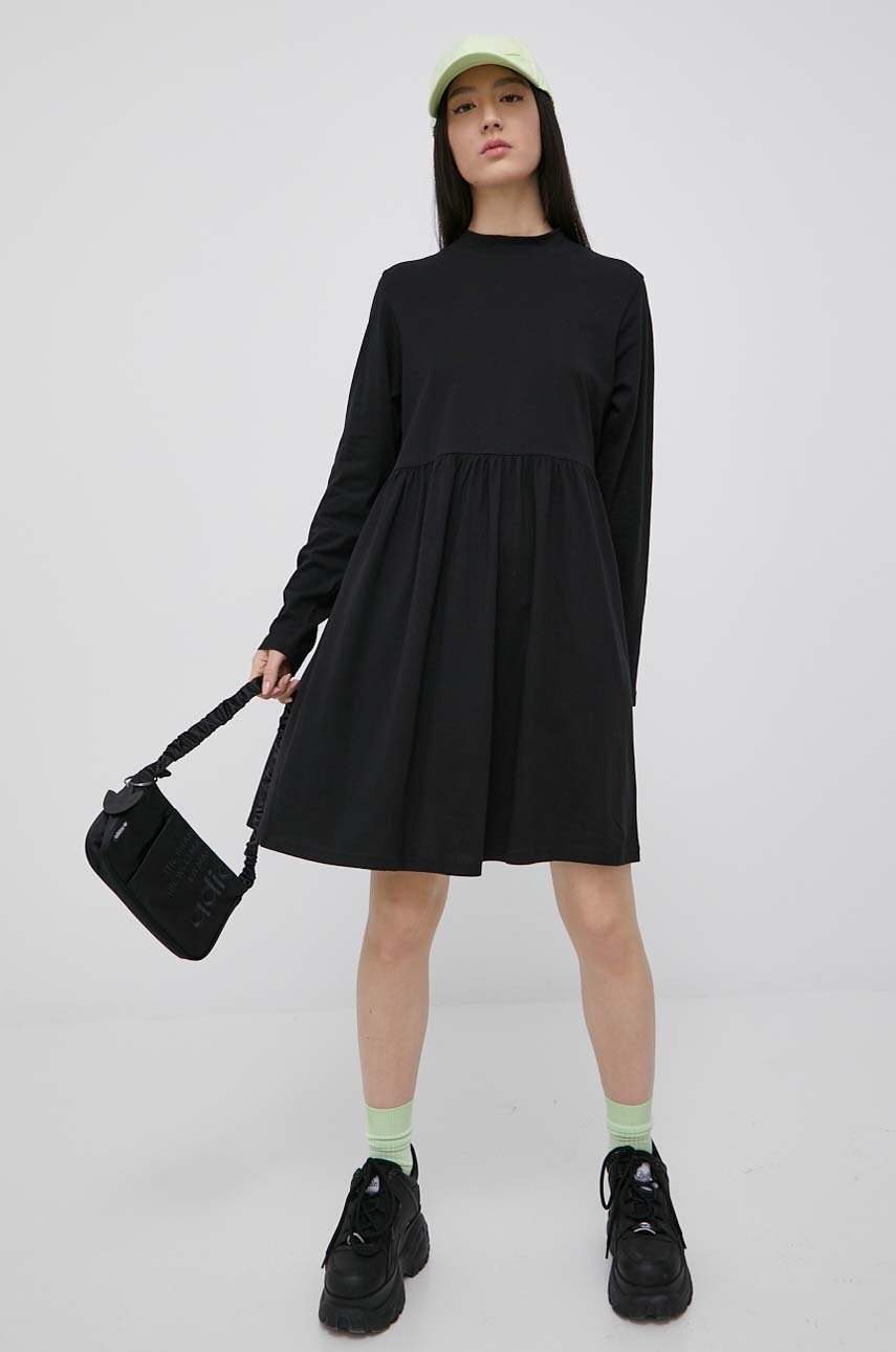 Brave soul rochie din bumbac culoarea negru, mini, evazati
