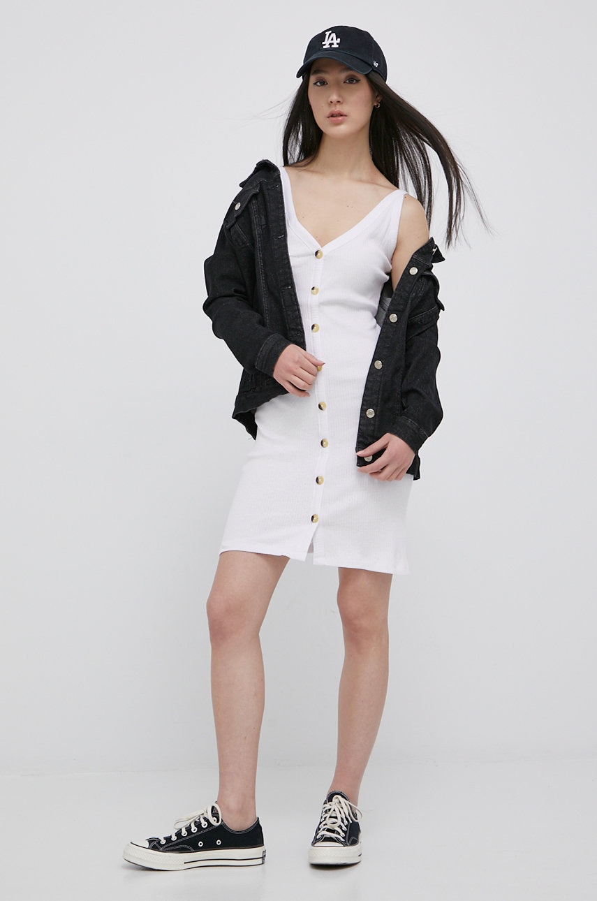 Brave soul rochie culoarea alb, mini, mulata